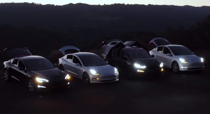 Электромобили Tesla устроили шоу под рок версию «Щедрика» (видео)