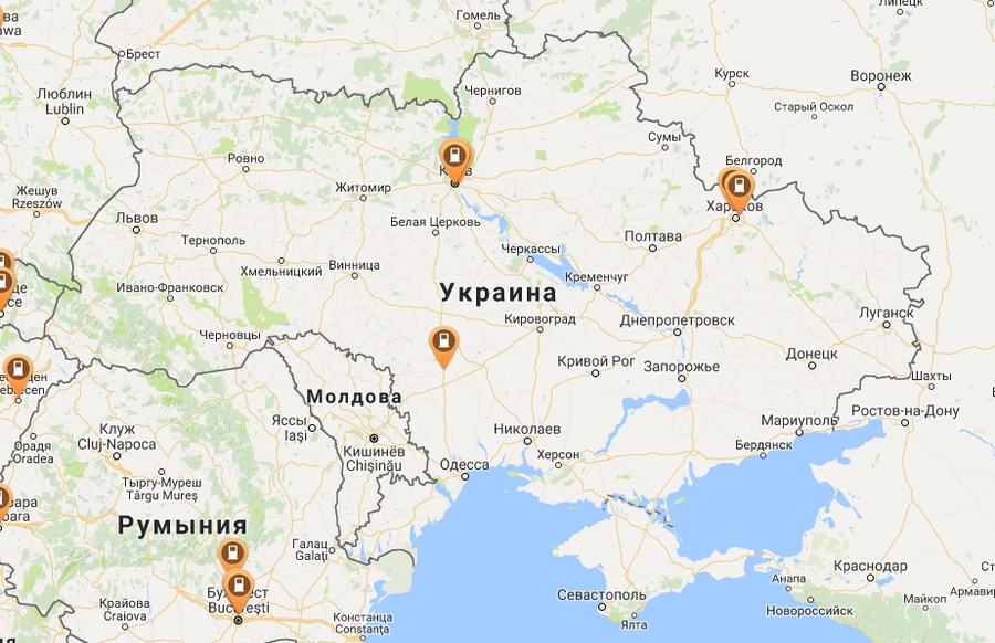 Карта экспресс-зарядок в Украине