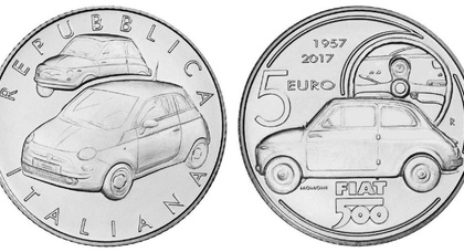 В Италии появилась монета в честь Fiat 500