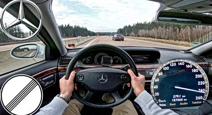 Видео: 15-летний Mercedes S-Class разогнался до максимальной скорости на автобане
