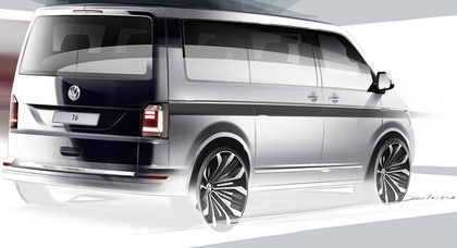 Volkswagen приоткрыл внешность нового фургона Transporter