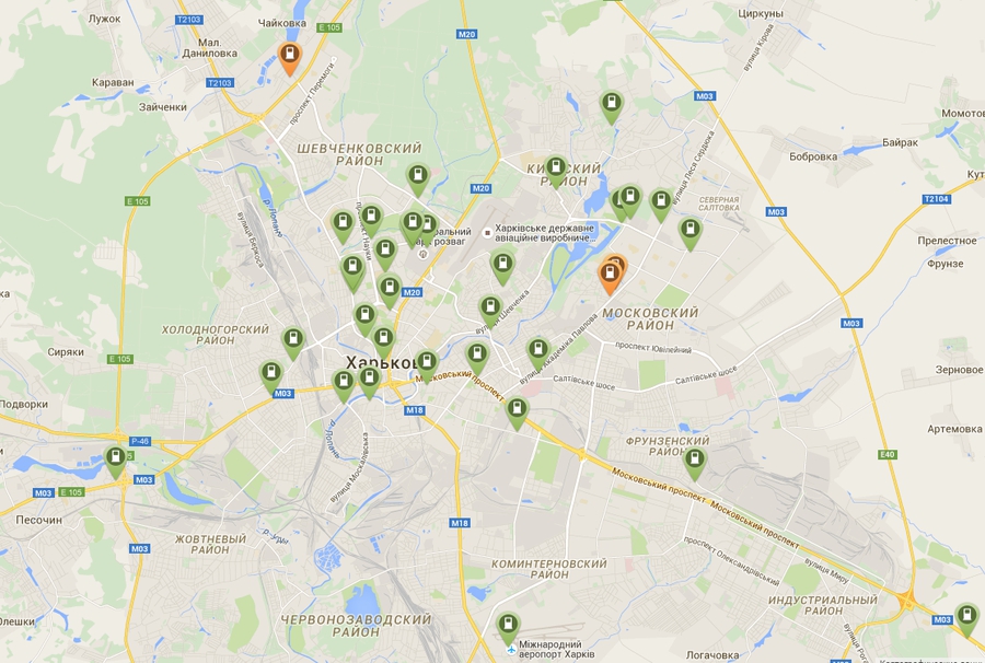 Карта зарядных станций в Харькове