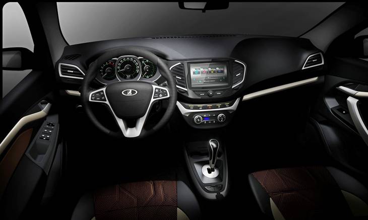 Так выглядит интерьер Lada Vesta на тизерном изображении, опубликованном летом прошлого года Lada Vesta