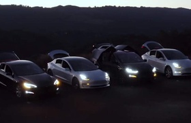 Электромобили Tesla устроили шоу под рок версию «Щедрика» (видео)
