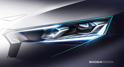 Skizzen zeigen Designdetails der neuen Škoda Scala und Kamiq Scheinwerfer
