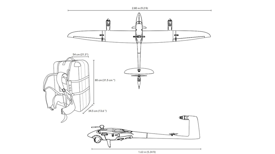 Dimensions vecteur UAV