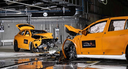 Mercedes-Benz conducts the world's first public crash test between two electric vehicles