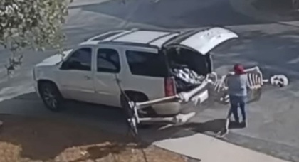 Video: Woman had to suffer to haul away stolen skeleton in GMC Yukon Denali