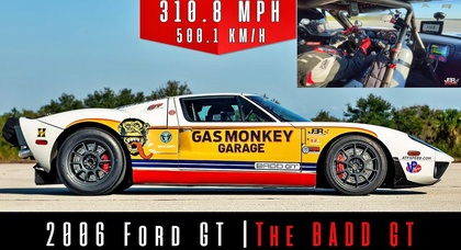 Ford GT earned the unofficial title of the world's fastest street car. Accelerated to 310 mph (500 km/h)