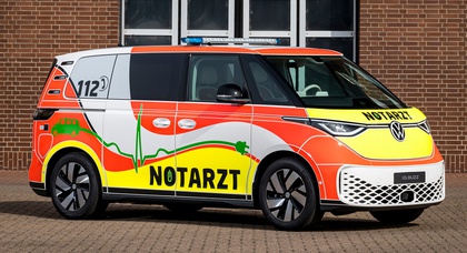 All-electric Volkswagen ID. Buzz fitted in an ambulance suit