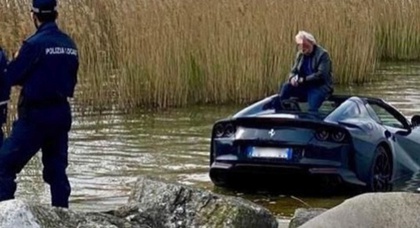 Владелец Ferrari 812 GTS утопил свой суперкар за 300 тысяч евро в озере
