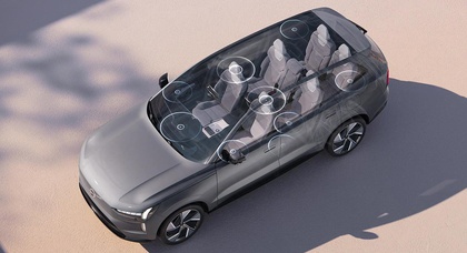 Der EX90, Volvos leisestes Auto aller Zeiten, erhält ein leistungsstarkes Audiosystem mit 25 Lautsprechern von Bowers & Wilkins