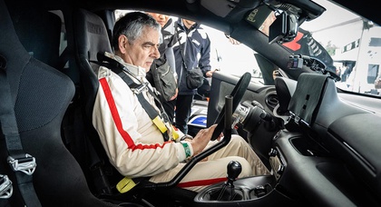 Rowan Atkinson drives Hydrogen Powered Toyota GR Yaris at Goodwood
