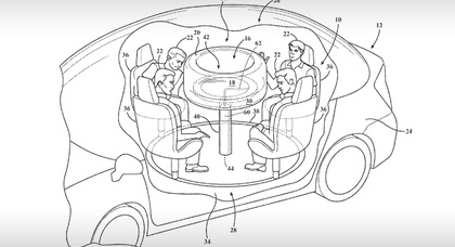 Компания Ford запатентовала выдвижной стол с подушкой безопасности