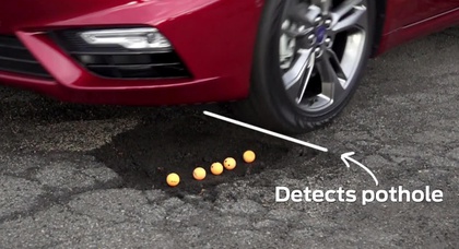 Ford Mondeo оснастили системой безопасного проезда ям (видео)