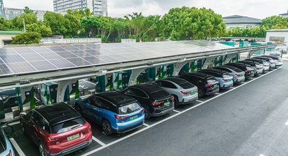 China's largest bi-directional charging station can simultaneously feed power from 50 EVs into the grid
