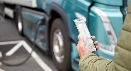 Volvo's new service allows truckers to find and access public charging stations for heavy vehicles, regardless of brand