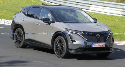 Prototype of the Nissan Ariya Nismo spotted testing at the Nürburgring