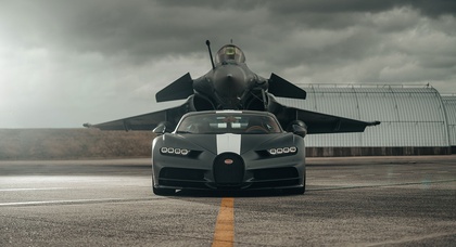 Видео: гонка гиперкара Bugatti Chiron и истребителя Dassault Rafale