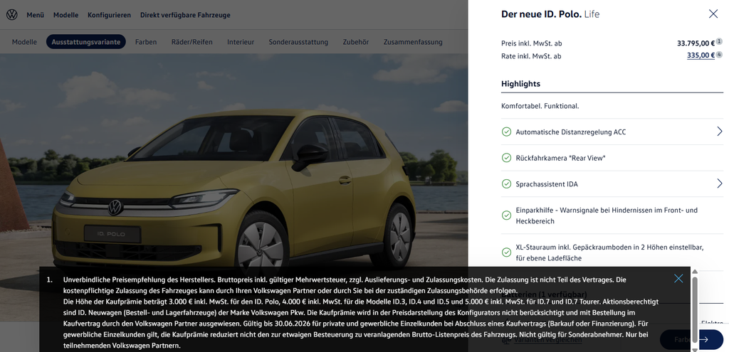 Volkswagen ID. Polo Configurator