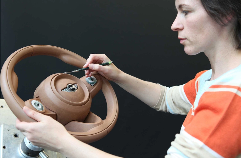 Clay model of Mini steering wheel during design development