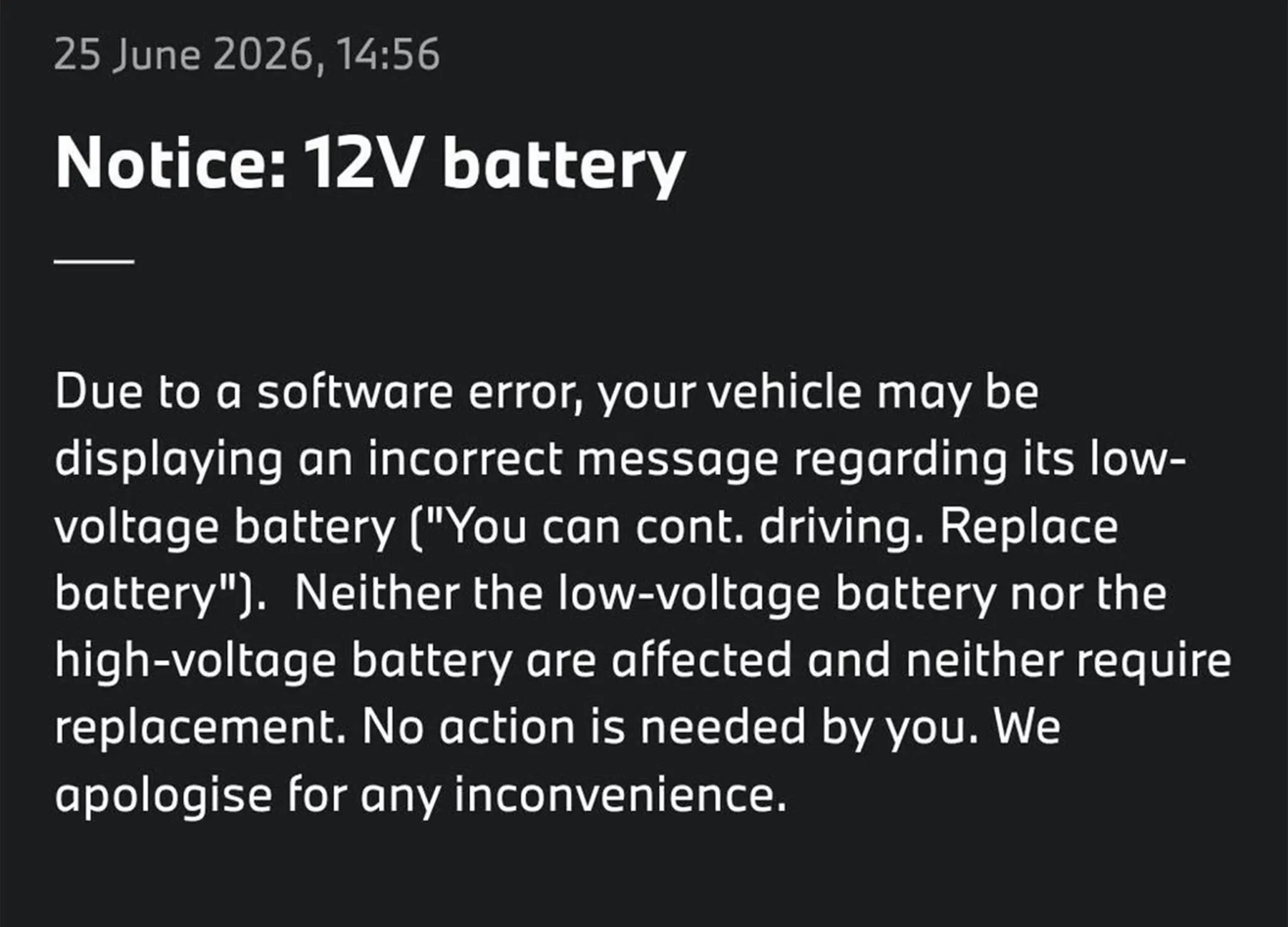 BMW i4: Die Fehlermeldung zur 12-Volt-Batterie ist auf einen Softwarebug nach einem OTA-Update zurückzuführen – die Hochvoltbatterie ist nicht betroffen.