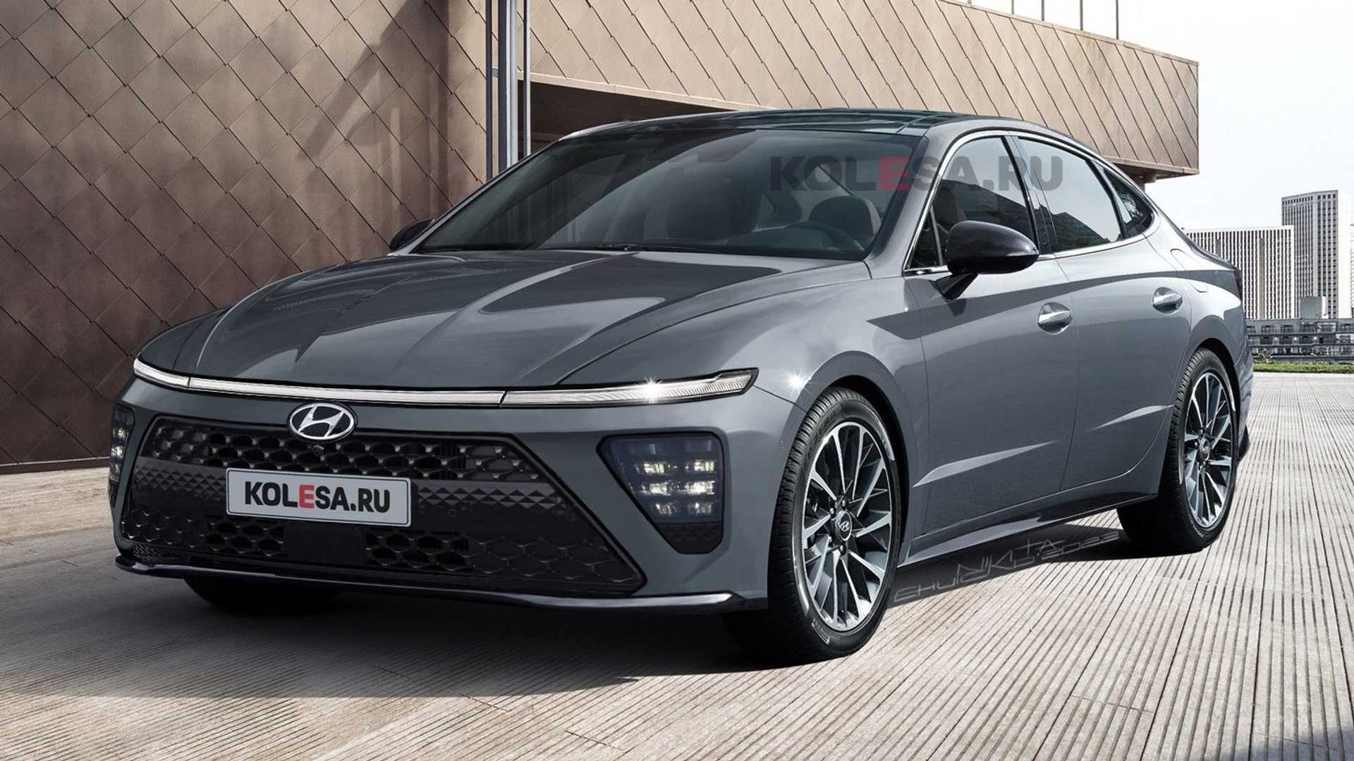 This is what the 2023 Hyundai Sonata could look like based on renderings with Staria-inspired face