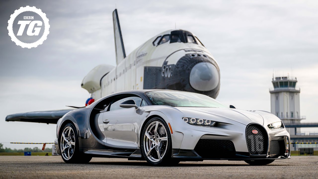 TopGear wollte wissen, ob ein Bugatti Chiron Super Sport beim Aufsetzen auf den Boden eine höhere Höchstgeschwindigkeit erreichen kann als das Space Shuttle