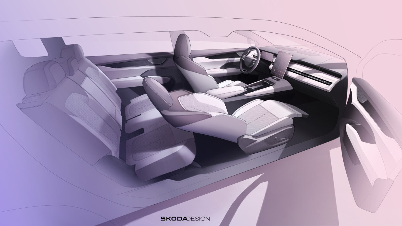 Škoda Peaq: Die schwebende Mittelkonsole mit integrierten Magnet-Ladepads schafft zusätzlichen Freiraum zwischen den Vordersitzen.
